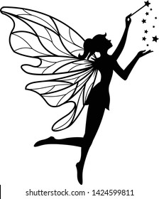 beautiful fairy silhouette vector template