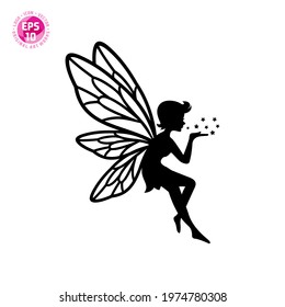 beautiful fairy silhouette vector template