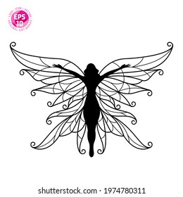 beautiful fairy silhouette vector template