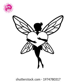 beautiful fairy silhouette vector template