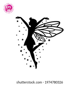 beautiful fairy silhouette vector template