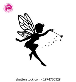 beautiful fairy silhouette vector template