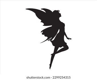 beautiful fairy silhouette vector template. beautiful fairy silhouette.