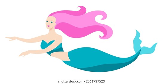 Hermosa sirena de cuento. Imagen de maravilla submarina o creación fabulosa.