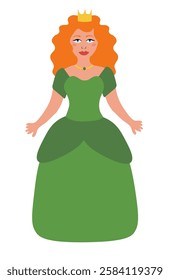 Beautiful fairy tale princess on white background. Children illustration. Vector Flat.