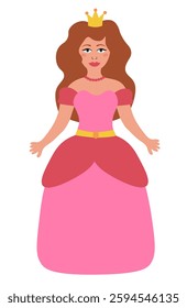 Beautiful fairy tale princess. Vector Flat.