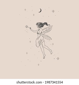 Beautiful fairy. Vector hand drawn illustration