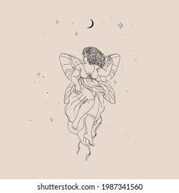 Beautiful fairy. Vector hand drawn illustration