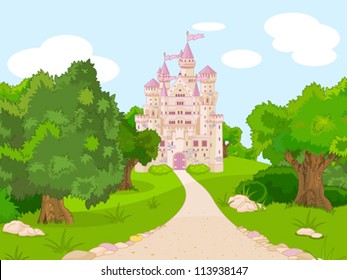  Beautiful  fairytale castle on hill