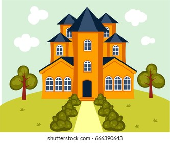 Beautiful fairytale castle on hill
