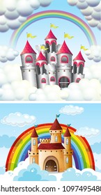 A Beautiful Fairytale Castle in Sky illustration