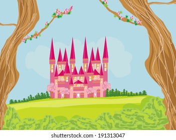 beautiful fairytale pink castle