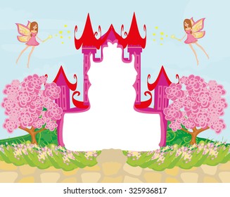 beautiful fairytale pink castle frame