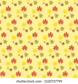 Beautiful Fall or Autumn Chestnut Leaf Pattern Seamless with Light Background. Unique Pattern Seamless Vector Design. Vector Icon. Vector Illustration. Vector Editable
