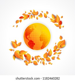 Beautiful fall leaves and globe
