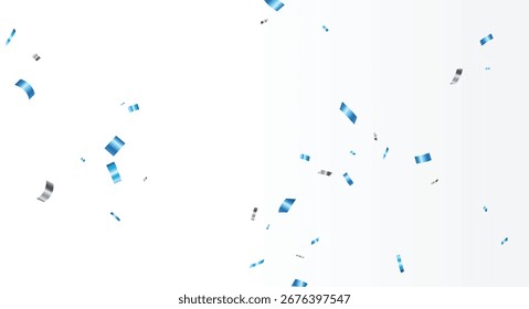 Hermoso confeti azul y plata caída, elemento de diseño de celebración
