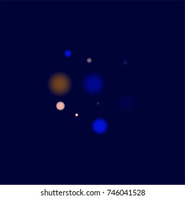 Beautiful Falling Blured Confetti. Bokeh Background. Vector Colorful Snowflakes Falling Night Sky. Frosty Christmas Background. Fairy Magical New Year Design Background. Vector illustration.