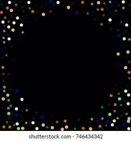 Beautiful Falling Blured Confetti. Bokeh Background. Vector Colorful Snowflakes Falling Night Sky. Frosty Christmas Background. Fairy Magical New Year Design Background. Vector illustration.