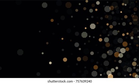 Beautiful Falling Blured Confetti. Bokeh Background. Vector Colorful Snowflakes Falling Night Sky. Frosty Christmas Background. Fairy Magical New Year Design Background. Vector illustration.
