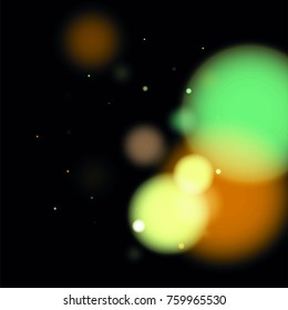Beautiful Falling Blured Confetti. Bokeh Background. Vector Colorful Snowflakes Falling Night Sky. Frosty Christmas Background. Fairy Magical New Year Design Background. Vector illustration.