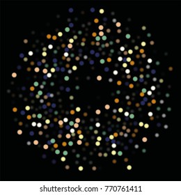 Beautiful Falling Blured Confetti. Bokeh Background. Vector Colorful Snowflakes Falling Night Sky. Frosty Christmas Background. Fairy Magical New Year Design Background. Vector illustration.