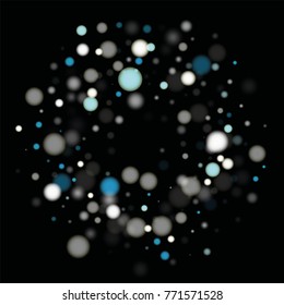 Beautiful Falling Blured Confetti. Bokeh Background. Vector Colorful Snowflakes Falling Night Sky. Frosty Christmas Background. Fairy Magical New Year Design Background. Vector illustration.