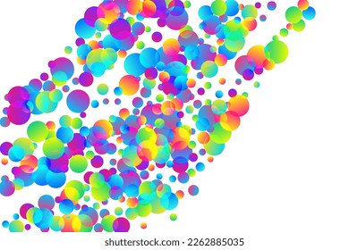 Beautiful falling confetti scatter vector background. Rainbow round particles birthday vector. Cracker poppers flying confetti. Prize event decoration illustration. Popper entertainment
