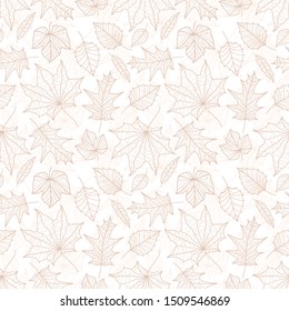 Beautiful falling leaves seamless pattern, hand drawn detailed leaves, autumn design, great for textiles prints, banners, wallpapers, wrapping - vector surface design