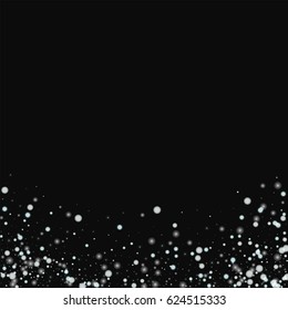 Beautiful falling snow. Abstract bottom with beautiful falling snow on black background. Vector illustration.