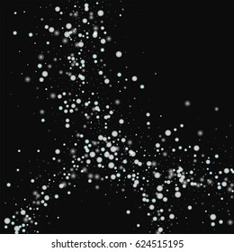 Beautiful falling snow. Abstract circles with beautiful falling snow on black background. Vector illustration.
