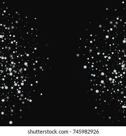 Beautiful falling snow. Abstract shape on black background. Lovely vector illustration.