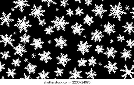 Hermosa caída de fondo de nieve. Hola, noche de nieve. Decoración de invierno con copos de nieve. Copos de nieve para el diseño de carteles y tarjetas de Año Nuevo. Los copos de nieve aislados en el fondo. 
 Ilustración vectorial.
