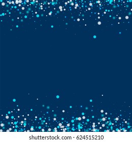 Beautiful falling snow. Borders with beautiful falling snow on deep blue background. Vector illustration.