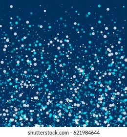 Beautiful falling snow. Bottom gradient with beautiful falling snow on deep blue background. Vector illustration.