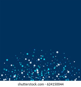 Beautiful falling snow. Bottom semicirclee with beautiful falling snow on deep blue background. Vector illustration.