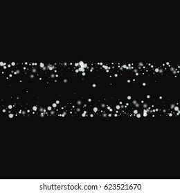 Beautiful falling snow. Chaotic shape with beautiful falling snow on black background. Vector illustration.