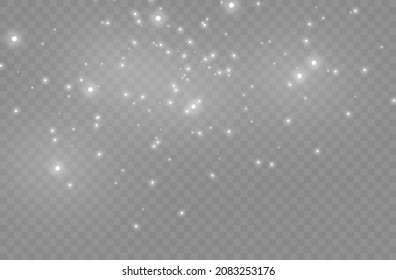 Beautiful falling snow Christmas background. Subtle flying snow flakes and stars on light grey background. Admirable winter silver snowflake overlay template. Ecstatic vector illustration.
