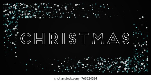 Beautiful falling snow Christmas greeting card on black background.pretty vector illustration.