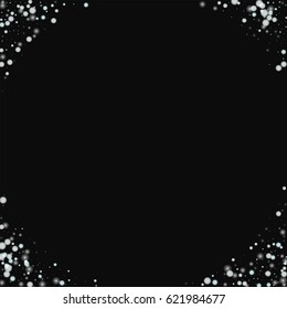 Beautiful falling snow. Corners with beautiful falling snow on black background. Vector illustration.