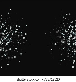 Beautiful falling snow. Half circles with beautiful falling snow on black background. Resplendent Vector illustration.
