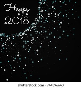 Beautiful falling snow Happy 2018 greeting card on wine red background. Charming vector illustration.