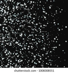 Beautiful falling snow. Left gradient on black background. Amazing vector illustration.