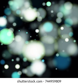 Beautiful Falling Snow on Black. Vector Snowflakes Falling Night Sky. Frosty Christmas Background. Fairy Magical New Year Design Background. Vector illustration.