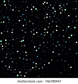 Beautiful Falling Snow on Black. Vector Snowflakes Falling Night Sky. Frosty Christmas Background. Fairy Magical New Year Design Background. Vector illustration.