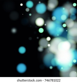 Beautiful Falling Snow on Black. Vector Snowflakes Falling Night Sky. Frosty Christmas Background. Fairy Magical New Year Design Background. Vector illustration.