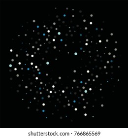 Beautiful Falling Snow on Black. Vector Snowflakes Falling Night Sky. Frosty Christmas Background. Fairy Magical New Year Design Background. Vector illustration.