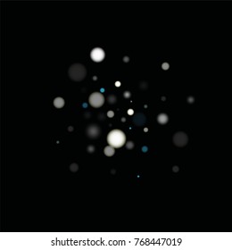 Beautiful Falling Snow on Black. Vector Snowflakes Falling Night Sky. Frosty Christmas Background. Fairy Magical New Year Design Background. Vector illustration.