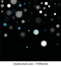 Beautiful Falling Snow on Black. Vector Snowflakes Falling Night Sky. Frosty Christmas Background. Fairy Magical New Year Design Background. Vector illustration.