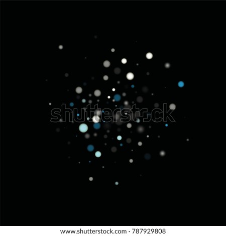 Beautiful Falling Snow on Black. Vector Snowflakes Falling Night Sky. Frosty Christmas Background. Fairy Magical New Year Design Background. Vector illustration.