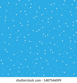 Beautiful falling snow on blue Christmas background. Adorable winter snowflake template. Cute vector illustration. EPS 10